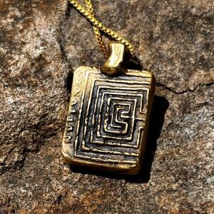 Like New! - Labyrinth Drachm from Knossos, Greek coin, brass necklace